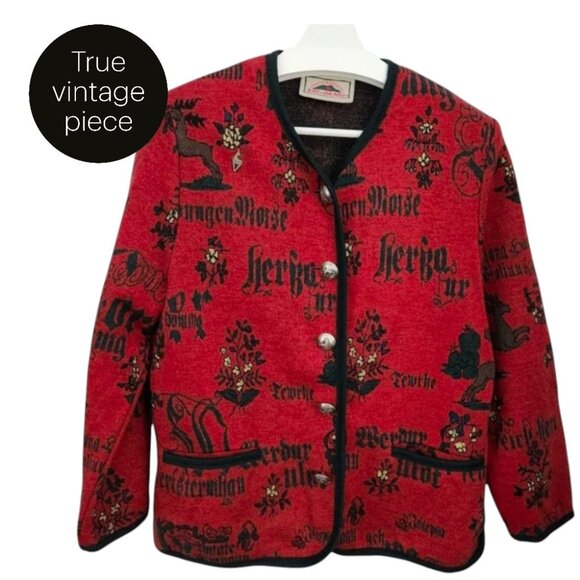 KITZ-PICHLER Vintage 100% Wool Austrian women's Sweater Cardigan Medium - Picture 1 of 16